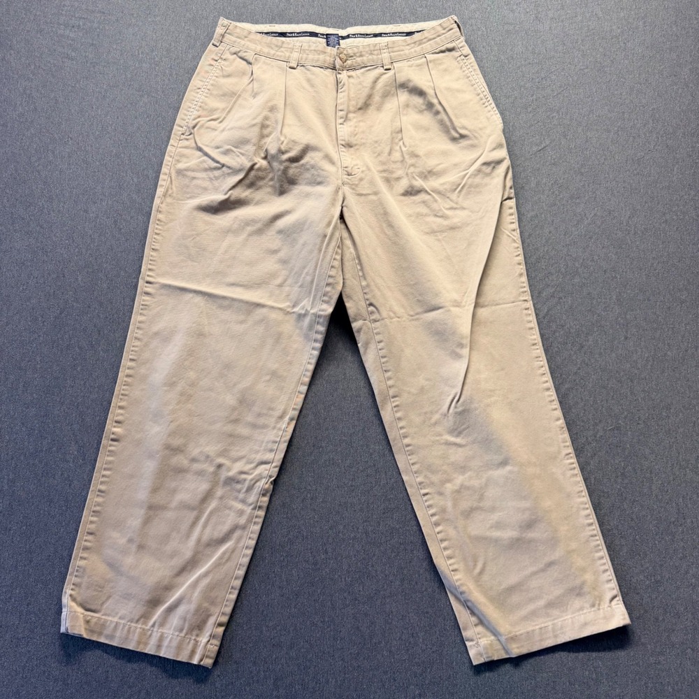 VTG Polo Ralph Lauren Andrew Pant Mens 35x31 Tan Khaki Double Pleated Chino - Picture 2 of 8